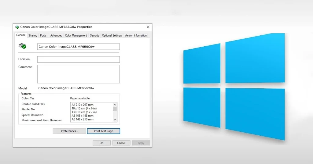 print test page from windows